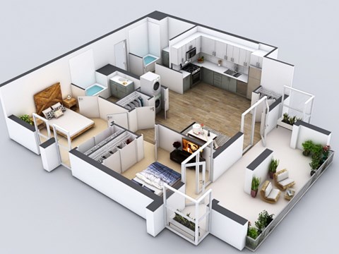 Floor plan for 2 beds, 2 baths, 928 sqft